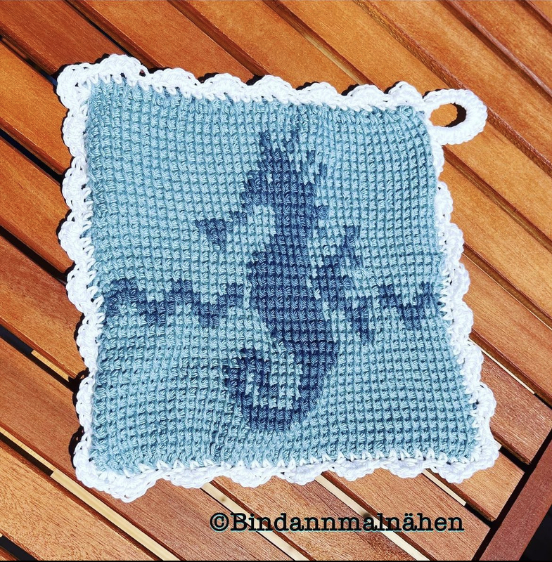 Sparset Maritime Topflappen / Tunesisch gehäkelt