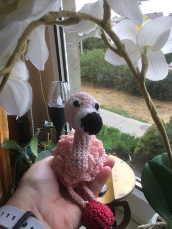 Es macht sehr viel Spaß den Flamingo nachzuarbeiten. Die Anleitung ausführlich und verständlich. Habe heute m. kl. Flamingo verschenkt u. m. Kollegin war begeistert.