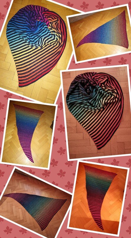 "Magic Strip 1.0" gehäkeltes Dreieckstuch / Schal / Stola