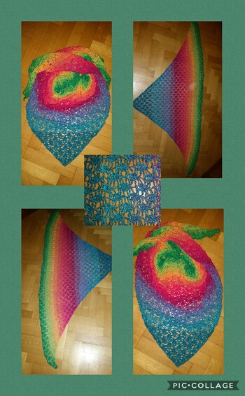 Es hat total Spass gemacht.
Aus einem 4-fädigen Bobbel, 250 g/950 m, der Bobbelscheune. Bobbel hatte kein Etikett mehr, dürfte aber der Konfetti sein.
Gehäkelt mit NS 3,5
Arbeit und Foto - meins ????