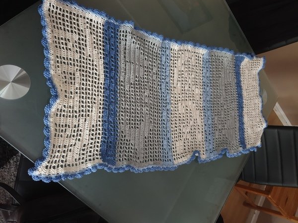 Häkeln / Sparset / Tischläufer / Platzdeckchen + Gardine "Maritim"