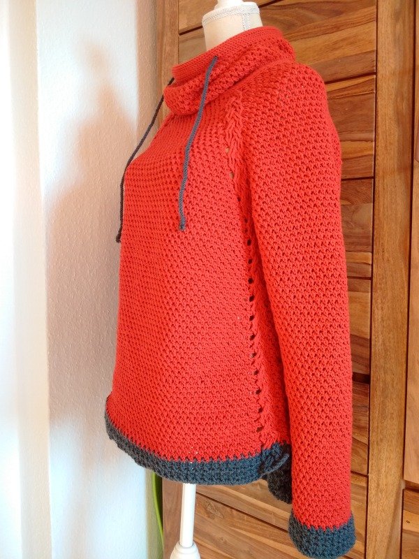 Hoodie (Pullover) "Denim" (Gr. XS-XXL, Raglan)