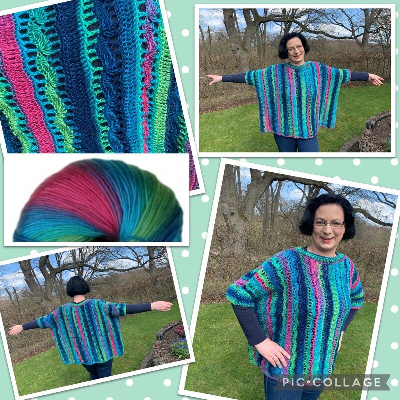 Häkelanleitung Poncho oder Oversize-Shirt "Wasserfall"