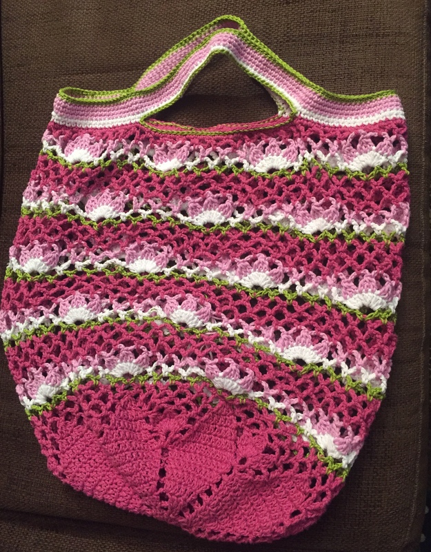 Häkelanleitung Einkaufsnetz "Flora" in zwei Größen und mit Chiptasche