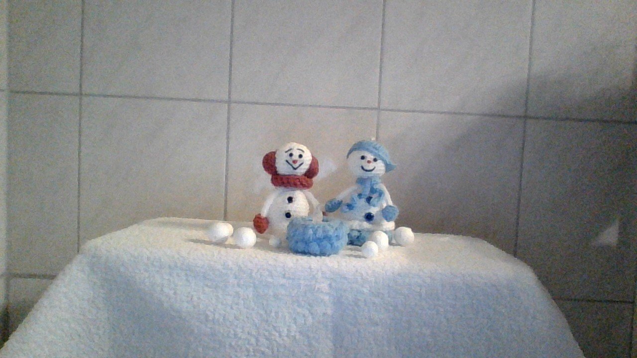 5tlg Schneemann Familie Tischdeko beleuchtet oder Eierwärmer mit Eisscholle