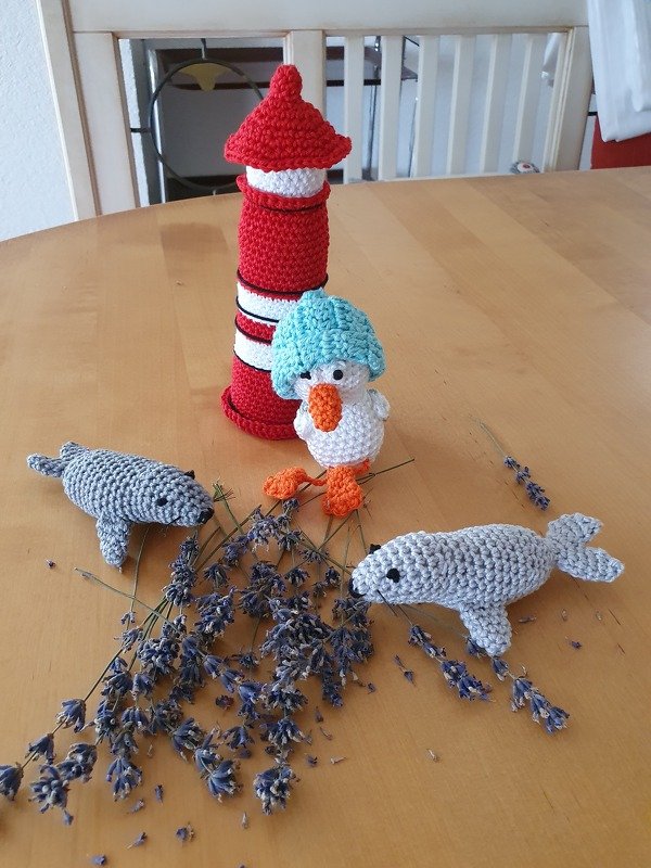 Häkelanleitung Leuchtturm und Seehund