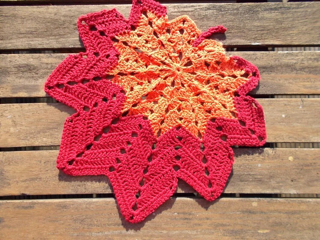 Häkelanleitung Deckchen "Herbstblatt"