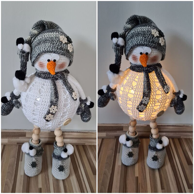 Häkelanleitung Lampe Anton Schneemann / Dekoidee