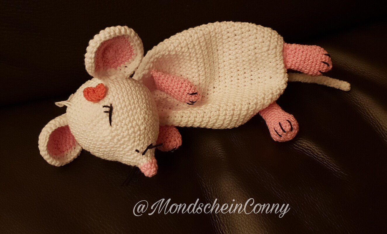 Häkelanleitung für Maus als Schnuffeltuch, Schmusetuch häkeln, Maus häkeln