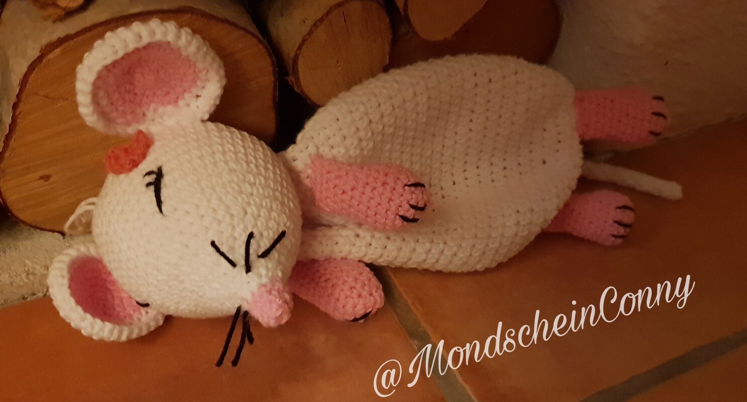 Häkelanleitung für Maus als Schnuffeltuch, Schmusetuch häkeln, Maus häkeln