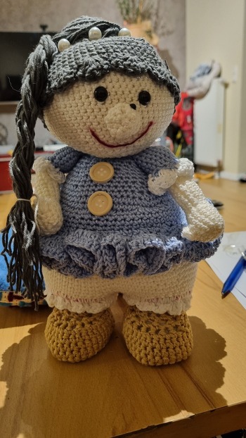 Ich bin absolute Anfängerin...die Anleitung war super zu verstehen und meine fehler gut zu kaschieren....auch wenn meine Oma rosi eher dank falscher Farbe wie ne schneemannfrau ausschaut ...das liegt an mir und nicht an der tollen Anleitung...ich hab meine Fehler einfach drinnen gelassen und ich mag es ....Danke für den Spaß!