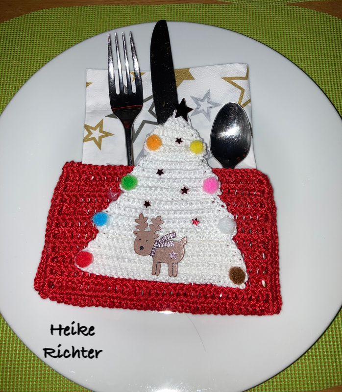 Häkelanleitung Bestecktasche "Tannenbaum"