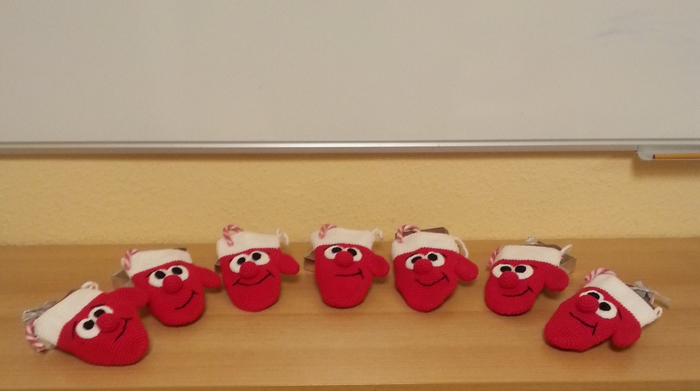 Santa´s Handschuhe, Deko Fäustlinge, Geschenkverpackung