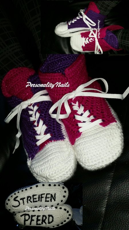 Häkelanleitung Hausschuhe, Turnschuhe Gr. 36/37, 38/39, 40/41, 42/43, 44/45