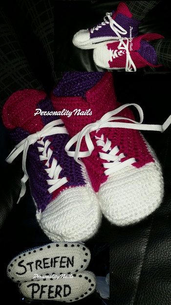 Meine Freundin ist total begeistert von den Schuhen. War auch ziemlich einfach sie nach zu häkeln