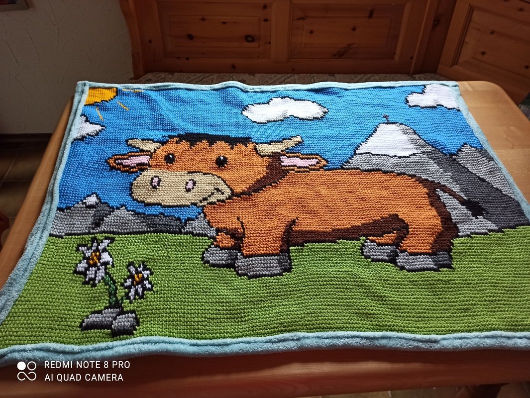 Kinderdecke - Kuh auf der Bergwiese