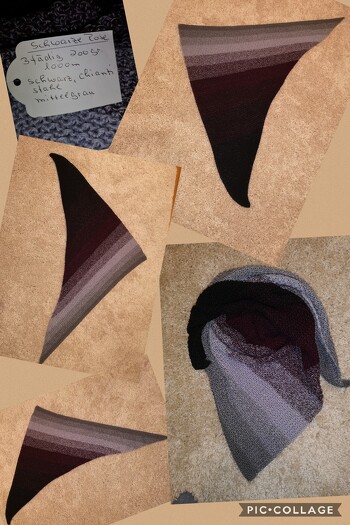 Tuch Wuchtbrumme für eine liebe Freundin soeben fertig geworden.
Anleitung gibt's bei www.crazypatterns.net
Gehäkelt mit NS 3,5
Bobbel Schwarze Rose von der www.bobbel-scheune.de 4-fädig, 1000 mll.
Einfaches Muster aber trotzdem wirkungsvoll. Ich hoffe, sie wird sich darüber freuen ????
Arbeit und Foto von mir.