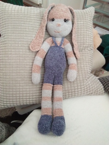 Für meine Urenkelin,ich habe extra gedeckte Farben genommen ,sie wird im Juni 3 Jahre alt und da wird doch viel gespielt.
Die Anleitung war gut  und ich hatte keine  Probleme.