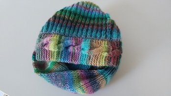 wunderschönes Winterset. Ich hab es in türkis gestrickt und es sieht wunderbar aus und ist auch schön warm. Vor allem werden meine Strickkünste bei Freunden und Bekannten bewundert :-)