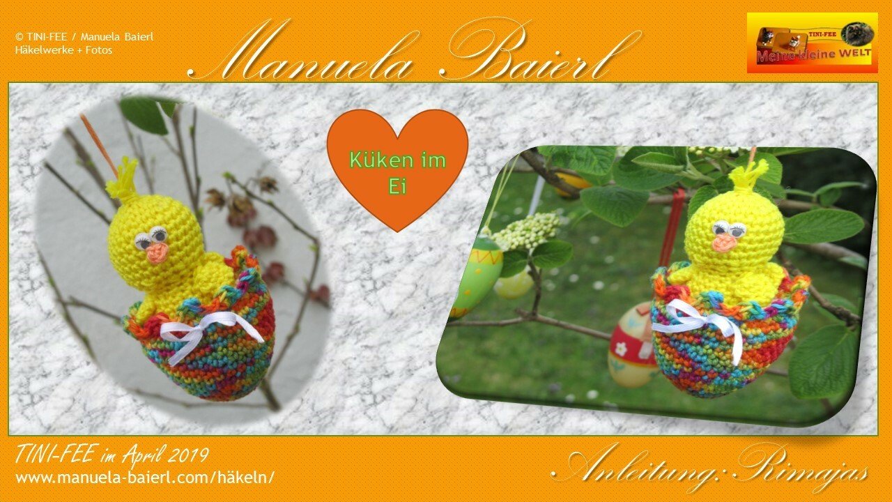 Häkelanleitung / Anhänger &amp; Blumenstecker - Küken im Ei - Frühlingsdeko / Ostern