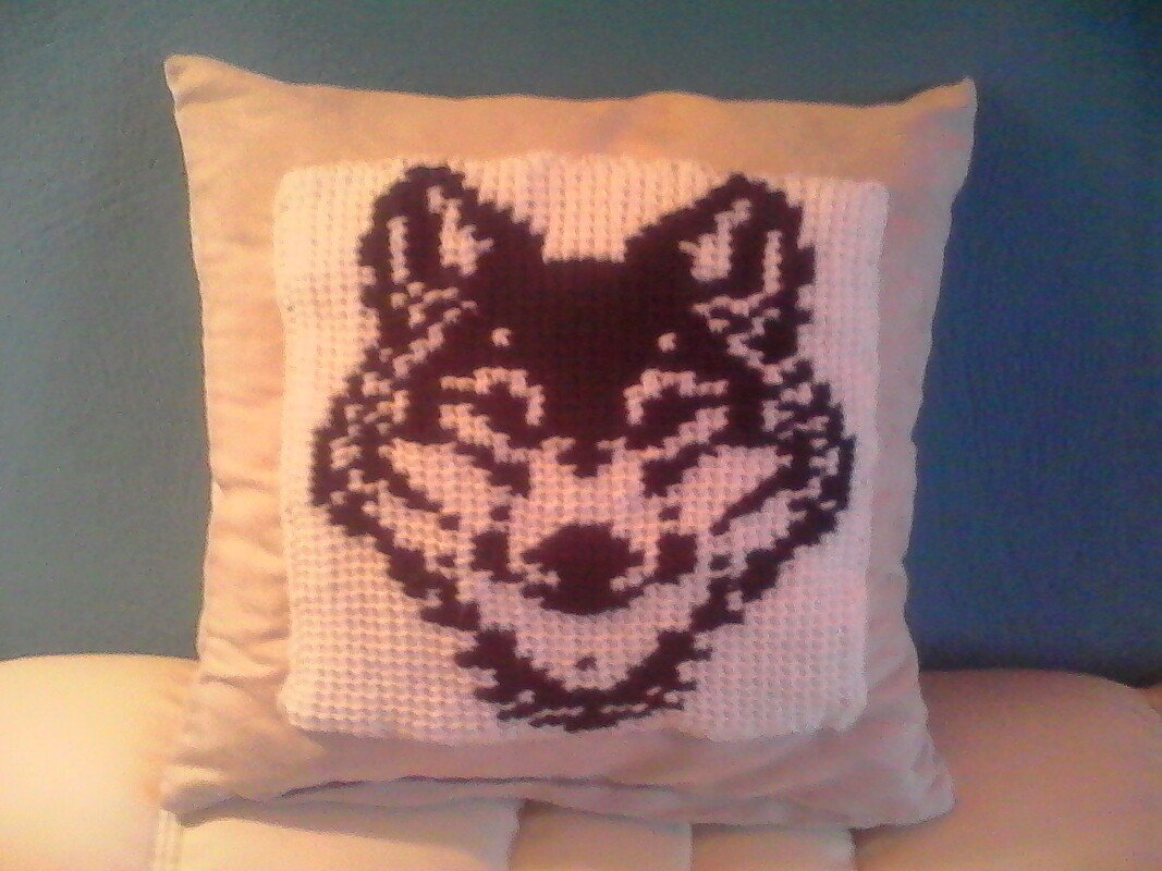 Topflappen Husky / Tunesisch gehäkelt