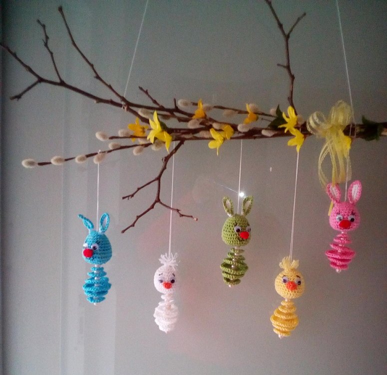 Crochet Pattern Easter hangers bunny and chick