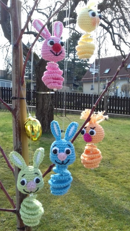 Crochet Pattern Easter hangers bunny and chick