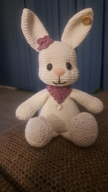 Tolle Anleitung, leicht nachzuhäkeln. Meine Enkelin hatte sich den sitzenden Hasen zu Ostern gewünscht. Sieht liebt ihn über alles!