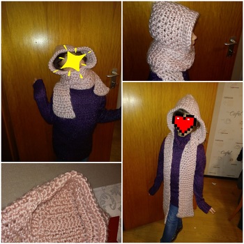 Und hier einmal für meine Tochter.
Verwendete Wolle: Alison&Mae Specials Acryl XL metallic
Nadel: 12