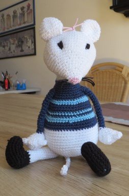 Maus Clemens, ca. 50 cm, Häkelanleitung für Anfänger