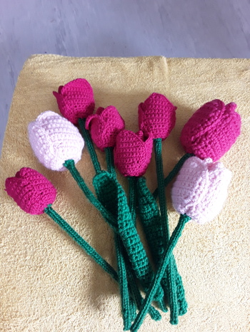 Hat sehr gut geklappt, ich habe die Stiele mit der Strickliesel gemacht, passt genau.