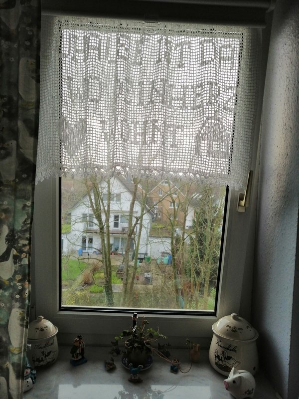 Häkeln / Gardine "Zuhause ist..."