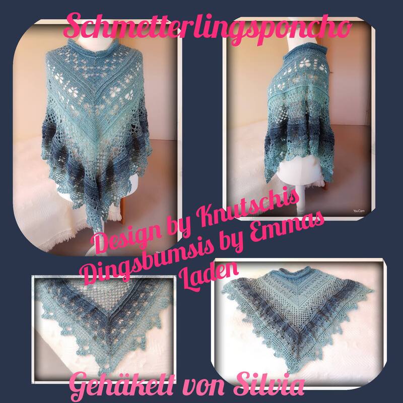 Poncho Schmetterling asymetrisch