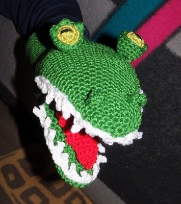 Häkelanleitung Handpuppe Krokodil