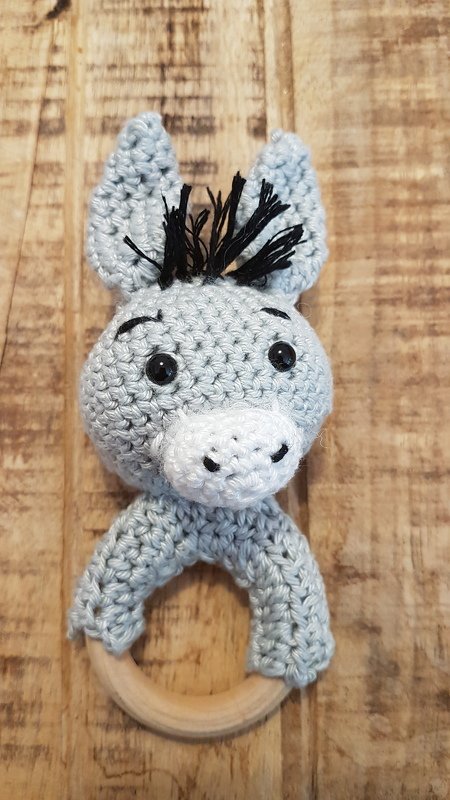 Crochet Pattern Donkey Rattle, crochet Babyrattle