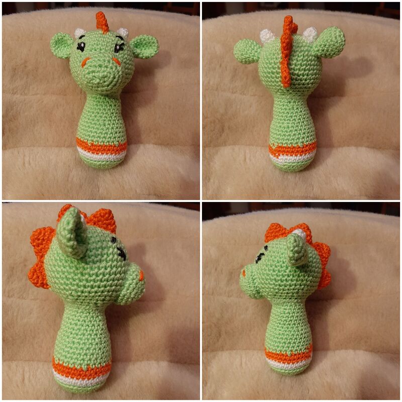 Häkelanleitung “Schmusetuch und Rassel DRACHEN”