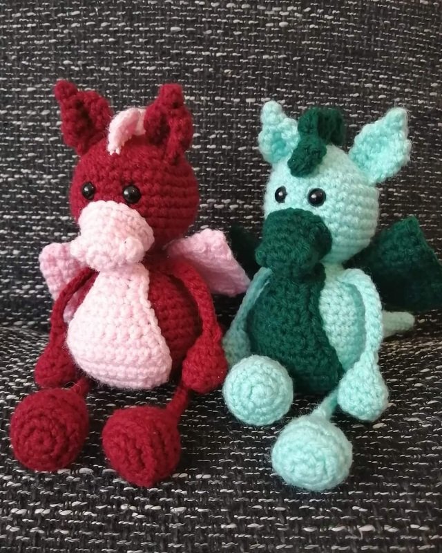 Drache Schlenkertier, Taschenbaumler - Häkelanleitung