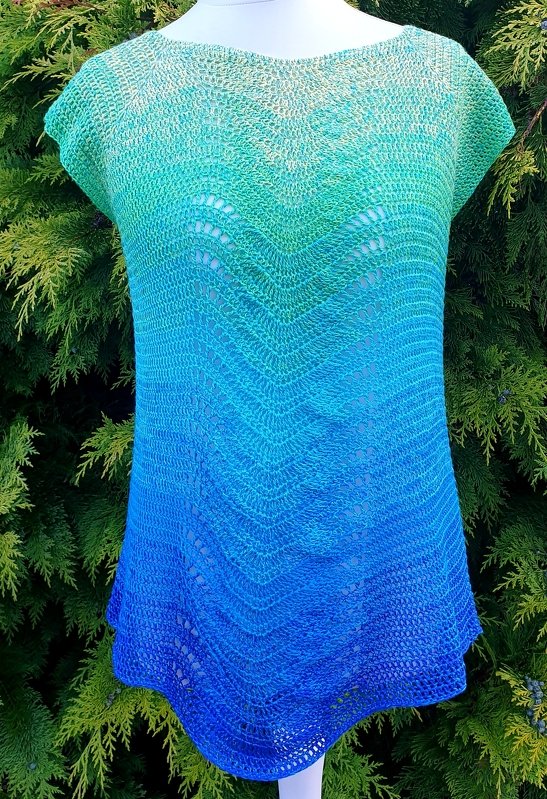 Häkelanleitung RVO Shirt "Wellenreiter"alle Größen, Wellenausschnitt!