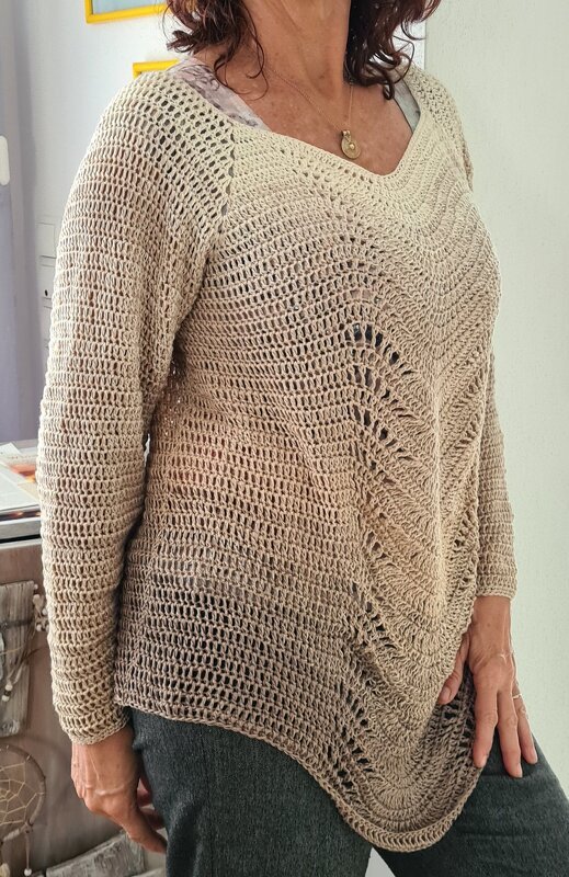 Häkelanleitung RVO Shirt "Wellenreiter"alle Größen, Wellenausschnitt!