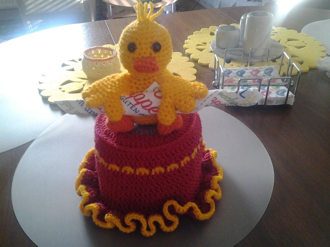 Häkelanleitung, Serviettenhalter Ente