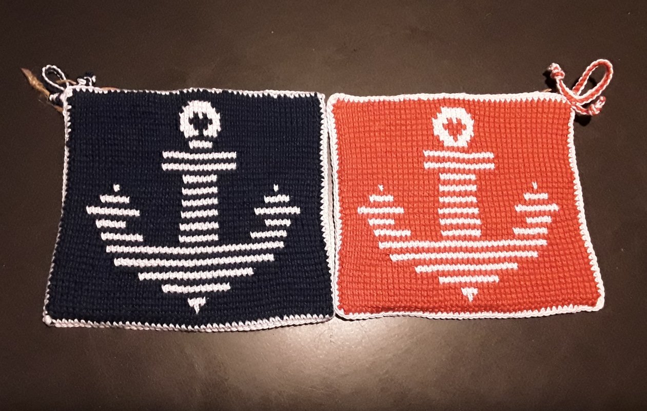 Anker Topflappen / tunesisch gehäkelt