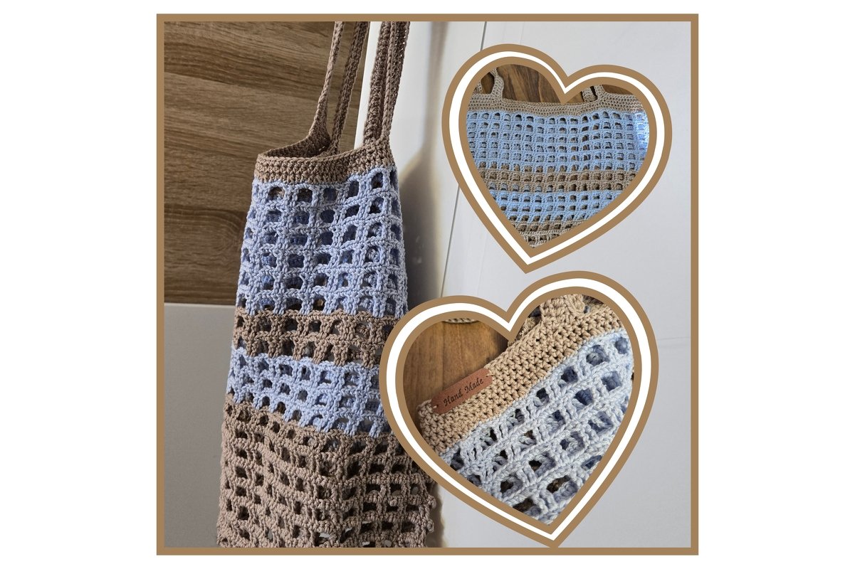 Einkaufsnetz, Tasche, Shopper &quot;Caro-Line&quot; - Häkelanleitung