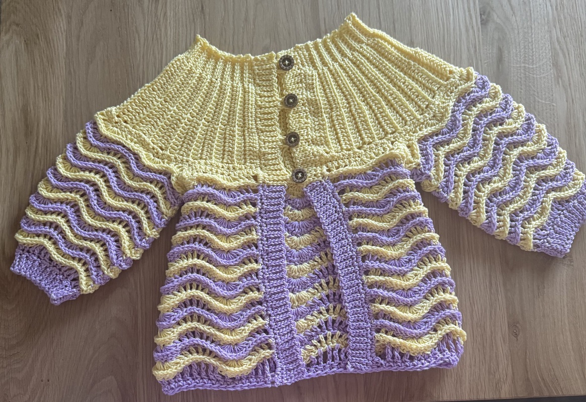 Baby- &amp; Kinderjacke "Seaside", Gr. 50-128 (Raglan, Wellenmuster)