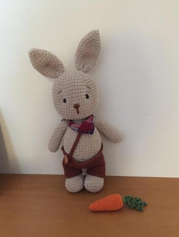 Die Anleitung ist sehr einfach nachzuarbeiten. Die Arme hab ich ein bisschen ausgestopft. Bunny Pumpkin ist ein Geschenk für meinen Enkel zu Ostern