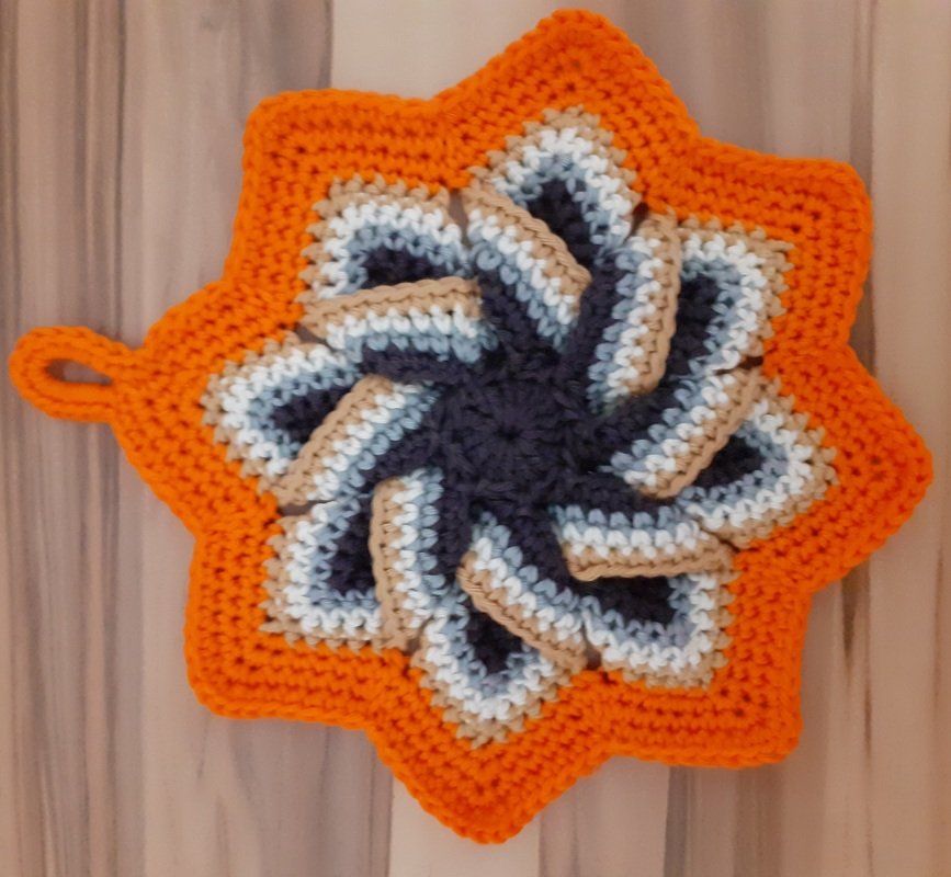 Topflappen &#039;Blume&#039; - Kostenlose H&auml;kelanleitung