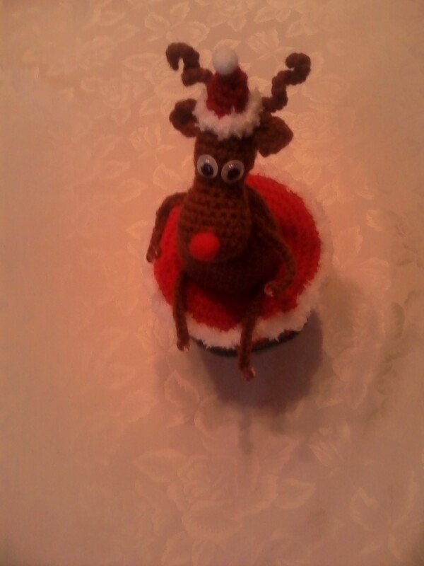 3er Set Nikolaus Elch Rentier Kantenhocker incl Deckelbezug Marmeladenglas