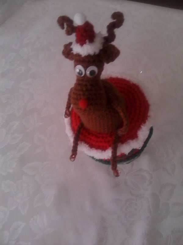 3er Set Nikolaus Elch Rentier Kantenhocker incl Deckelbezug Marmeladenglas