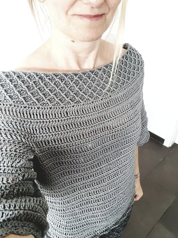 Häkelpulli CARMEN (Gr. S/M, L/XL, leicht an alle Größen anzupassen)