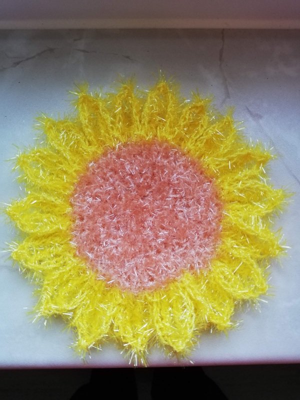 Crochet pattern sunflower  scrubbies - very easy and quick