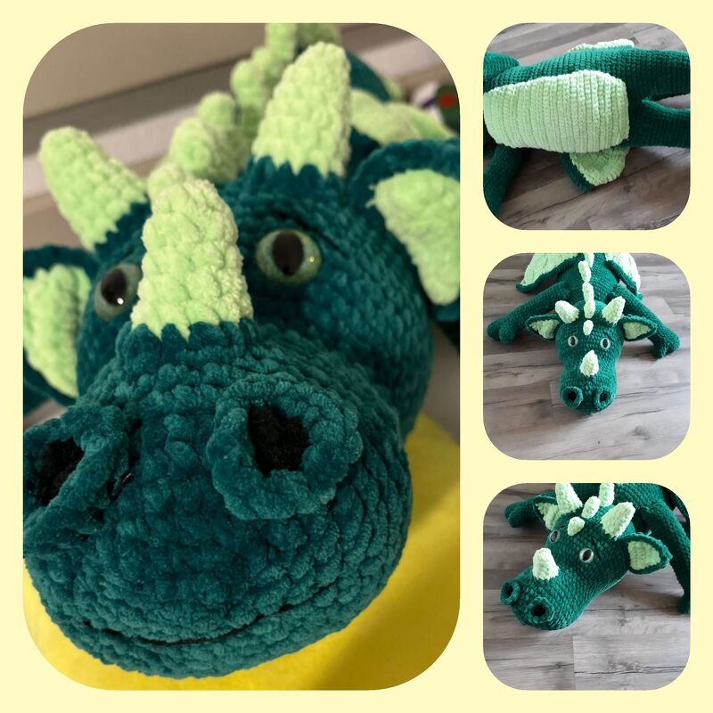 Kuschel-Drache Sir Darius, mit Geheimversteck– gehäkelt von Dadade